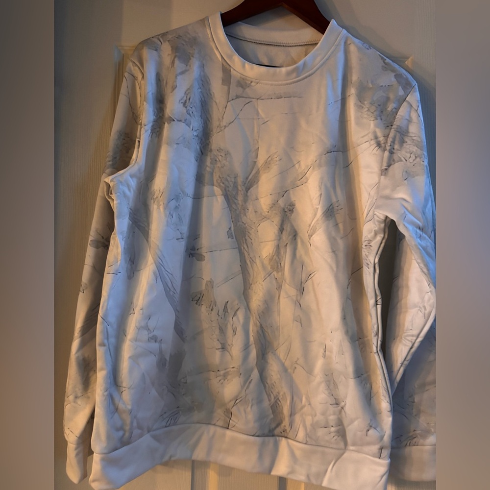 White Camo Print Sweat Set (Sweatshirt + Jogger Pants) Size Large